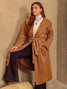 Rusttydustty Plus Size Women's Bohemian Brown Suede Deer Fur Jacket, Autumn/Winter - Mocha - View 6