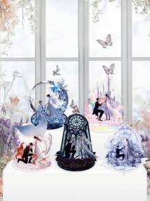 Three-Layer 2D Flat Popular Game Character Acrylic Desktop Decoration Ornaments, Romantic Wedding Scene Ornaments, Game Acrylic Ornament Models, Collectible Game Peripherals, Desktop Decoration