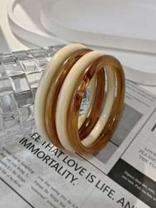 4 件复古夸张波西米亚风厚多层棕色亚克力手镯，奢华高端，适合女士派对和日常佩戴 - 多色手鐲 - 查看 4