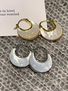 2 件几何滴油简约别致铜多色耳环，适合女士，适合宴会、聚会、约会、搭配日常服装 - B11552 - 查看 2