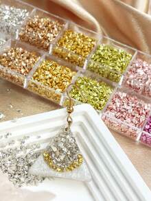 1 Hộp Bột Thủy Tinh Vụn Bất Đối Xấu Nhiều Màu Sắc, Vật Liệu Tự Làm Trang Sức & Trang Trí Thủ Công, Kim Tuyến Tự Làm, Cần Thiết Cho Việc Chế Tạo Trang Sức - Nhiều màu - Xem 5