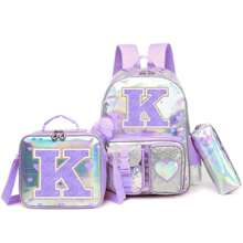 Backpack For Girls Purple Love Printed Letter Backpack For Primary School Return To School(The Size And Font Of The Letters Are Random)