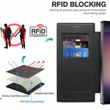 1pc Luxury Rhinestone Leather Flip Cover Phone Case With Card Slots, Magnetic Protective Shell Compatible With Samsung Galaxy S22 Ultra/S22+/S22, S23 Ultra/S23+/S23, S24 Ultra/S24+/S24, S25 Ultra/S25+/S25, A06, A16, A36, S23 FE, A55, A56, And Apple 12 Pro Max/12 Pro/12, 13 Pro Max/13 Pro/13, 14 Pro Max/14 Pro/14, 15 Pro Max/15 Pro/15, 16 Pro Max/16 Pro/16, 16E, With Lens Film Waterproof Shockproof Anti-Fall Scratch Resistant - Black 1 - View 6