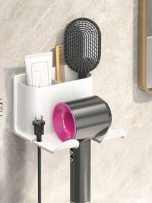 1个吹风机支架架，无需钻孔，浴室吹风机收纳整理架，壁挂式吹风机支架 - 彩色 - 查看 13