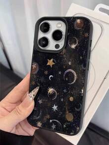 月元素时尚真皮手机壳，单件装，星月图案，防水防摔防滑，软皮材质，兼容苹果手机，国际版，非国内版，春季礼物，周年纪念日佳品 - 彩色 - 查看 5
