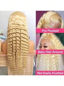 613 13x4 Lace Front Wigs Human Hair With Natural Hairline 250 Density Deep Wave Lace Front Wigs Human Hair With Baby Hair Kinky Curly Human Hair Wig Glueless Wigs Human Hair Pre Plucked For Women 40 Inch - 613 - 查看 5