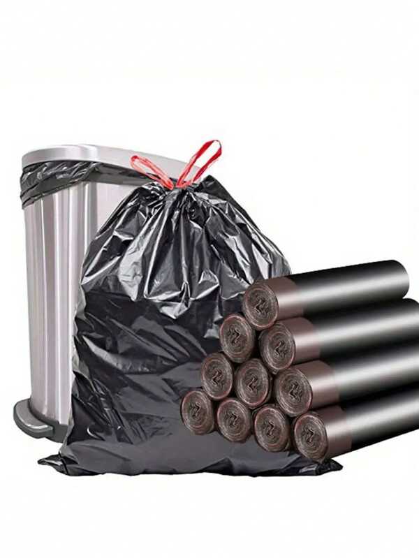150pcs/90pcs/75pcs/45pcs/12pcs Drawstring Trash Bags, Random Color Drawstring, Disposable Garbage Bags, Can Be Lined, Cleaning Supplies, Commercial Use, Kitchen, Living Room, Bathroom, Office, Hotel Business