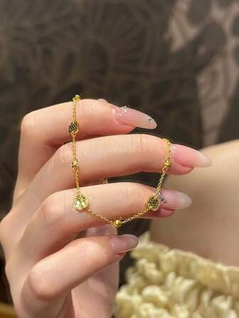 Newsoul 1 件精美锆石流苏手链女士珠宝礼物女士 925 纯银优雅流苏手链精美珠宝派对舞会礼物日常装饰