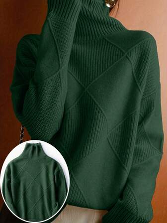 Autumn/Winter Casual Women's Plus Size High-Neck Pullover Sweater