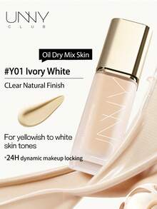 unny club 30克持久全效遮瑕粉底液，适合油性及混合性肌肤，24小时锁色，自然妆效，控油防水，防汗防晕染，象牙白 - #Y01 - 查看 1