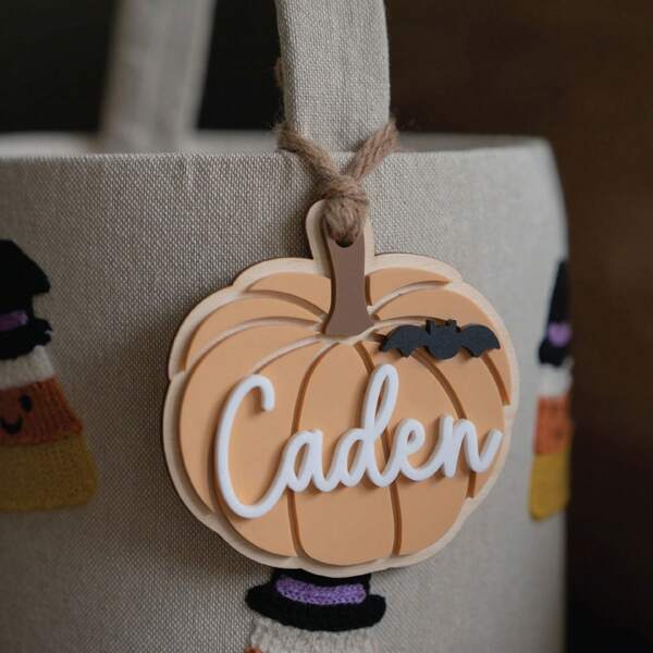 Boo Basket Tag Halloween Basket Tag Acrylic 3D Pumpkin Tag Personalized Boo Basket Tag Custom Halloween Tag Spooky Season Tag Kids Name Tag