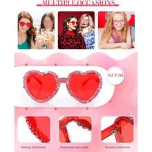 Heart-Shaped Frameless Crystal Decorated Eyeglasses, Fashion Brand Sparkling Crystal, Women's Fashionable Oversized Heart-Shaped Candy Color Beach Eyeglasses, Suitable For Masquerade Ball, Party, Holiday - Multicolor - View 10