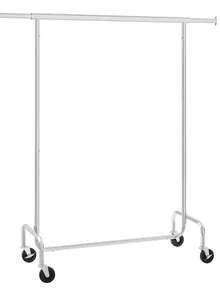 Stand Appendiabiti con Rotelle, Portabiti per Carico Pesante, Barra Estensibile, Portata 130 kg, 45 x (110-150) x 162,9 cm, Metallo Cromato, Argento - Argento - Visualizzare 7