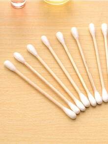 200 chiếc tăm bông hai đầu dùng để trang điểm cho nữ, vệ sinh mũi tai bằng que gỗ, dụng cụ chăm sóc sức khỏe. - trắng - Xem 4