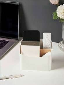 1pc Multi-Function Remote Control Storage Box, Desktop Office Supplies, Cosmetics, Charging Cable Organizer Container, Bedroom/Living Room Desk Storage, Essential Desk Organizer, Suitable For Halloween Gift - Multicolor - View 4