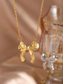 1 件复古优雅时尚蝴蝶吊坠项链，不锈钢链，适合日常佩戴和聚会，珠宝礼物 - 項鍊 - 查看 3