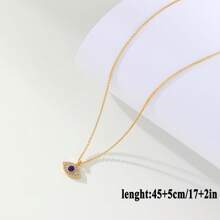 1pc Golden Evil Eye Necklace,14K Golden Plated Dainty  Solitaire Minimalist Copper  Zirconia Evil Eye Simple Necklace For Women Golden Jewelry Gifts