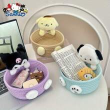 Sanrio 1 Stück Sanrio Hello Kitty süß Kawaii Aufbewahrungskorb, reizvoller Make-up Organizer, Schlafzimmer Dekoration, Geburtstagsgeschenk, Abschlussgeschenk, Pink - Hello Kitty bezaubernder großer Rollaufbewahrungskorb - multifunktionale Stoff Schreibtisch Organizer Box, klassisches Design, geeignet für Zuhause, Büro, Spielsachen und Zubehör
