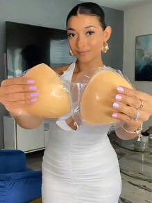 2 件双面粘性聚拢文胸插入物 - 可重复使用的带衬垫粘性文胸 - 适用于连衣裙比基尼文胸插入物的粘性文胸，双面自粘性文胸垫，粘性文胸粘性聚拢文胸内衣套装粘性聚拢文胸聚拢粘性文胸胸垫胸垫粘性垫 - 杏色 - 查看 4