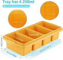 Silicone Freezer Tray With Lid - Silicone Freezer Food Molds- Large Ice Cube Tray,Silicone Freezer Container,Freeze & Store Soup, Sauce, Broth,Leftovers - Makes 4 Perfect 1 Cup,9822698