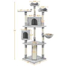 79"H Multilevel Large Cat Tree Condo Tower With Scratching Post Light Gray - lightgray+medium - View 3