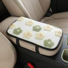 Soft Floral Car Central Armrest Pad, Comfortable Faux Fur Armrest Cover With Side Pockets For Storing Items Such As Bills, Keys, Lipstick, Fashionable And Stylish Car Interior Accessory