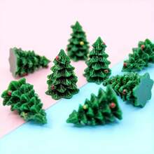 10/20个树脂迷你圣诞树装饰品，无需电源或灯泡，非常适合节日装饰、圣诞配件、圣诞礼物、DIY工艺品、迷你手机壳、节日装饰品、礼品、节日饰品 - 綠色 - 查看 2
