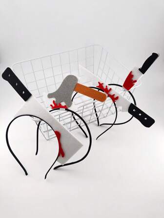 1/4件万圣节刀形恐怖派对铁合金3D头箍，适合万圣节佩戴、发带、化妆、发箍、发饰、节日配饰、万圣节服装必备、女士发箍