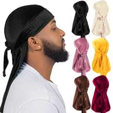 Set de 6 Durag-uri din catifea de culoare uni cu legături - Pălării în stil pirat pentru sporturi în aer liber, pălărie de pirat, costum de pirat
