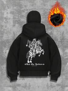 Autumn And Winter Women's Retro Fashion Balaclava Cavalry Double-Layer Hoodie - Black - View 3