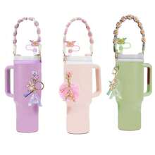 Set für 30/40 Oz Becher, inklusive Henkelriemen, Plüschball und Schlüsselanhänger, schöne Wasserbecherdekorationen