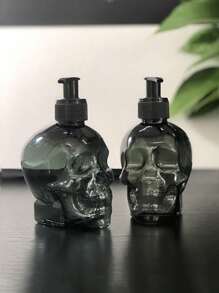 1 pieza Dispensador de jabón con forma de calavera creativa de Halloween, botella de plástico PET para rellenar champú, dispensador de gel de ducha, botella para rellenar detergente, dispensador de plástico con bomba, decoración para el baño del hogar, almacenamiento de líquidos, decoración del hogar creativa