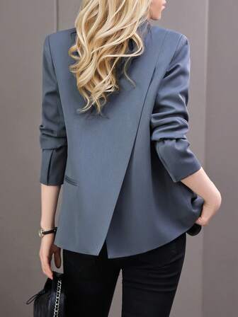 2025春秋女士休闲独特设计灰色西装外套