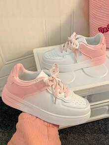 Zapatillas deportivas de mujer, estilo sencillo con degradado de colores, suela gruesa, cómodas para correr, ideales para hacer deporte, ir al trabajo y para el día a día. - Rosa - Ver 1
