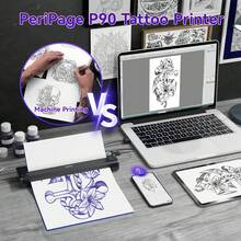 Impresora portátil de plantillas para tatuajes PeriPage P90: dispositivo de transferencia térmica para tatuadores profesionales, diseño compacto con 5 hojas de papel térmico A4.