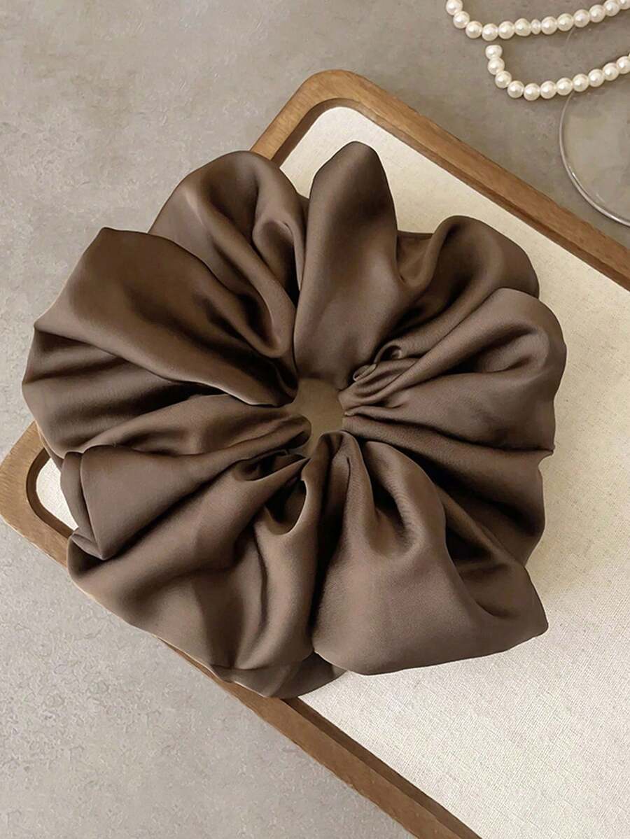 1 件女士超大真丝雪纺咖啡棕色发圈发饰，时尚百搭高端优雅简约发圈发带，适合日常休闲、派对、通勤、度假、马尾辫、发髻、洗脸、化妆、服装搭配、发圈、发圈、洗脸、发饰