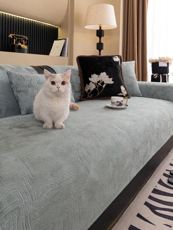 1 pièce Coussin de canapé en chenille antidérapant et lavable, convenant à toutes les saisons, antidérapant, résistant à la saleté et aux griffures de chat, minimaliste mais luxueux, convenant pour le salon et la chambre à coucher, adapté aux animaux de compagnie, à l'exclusion du , des accoudoirs et de la housse d'oreiller