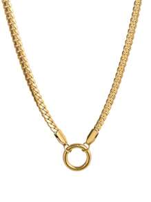 1 件时尚精致不锈钢简约 DIY 回形针蛇骨手工项链，镀 18k 金，不易氧化，可自由搭配女生日常装扮、海滩度假派对、音乐节。女士珠宝 - 金色 - 查看 10