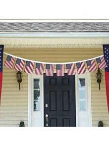 1/5sets 10m 30 Flags/5m 20 Flags For Independence Day Decoration In Homes And Gardens, Used For Decorating Independence Day Celebrations In The United States - Multicolor - View 8
