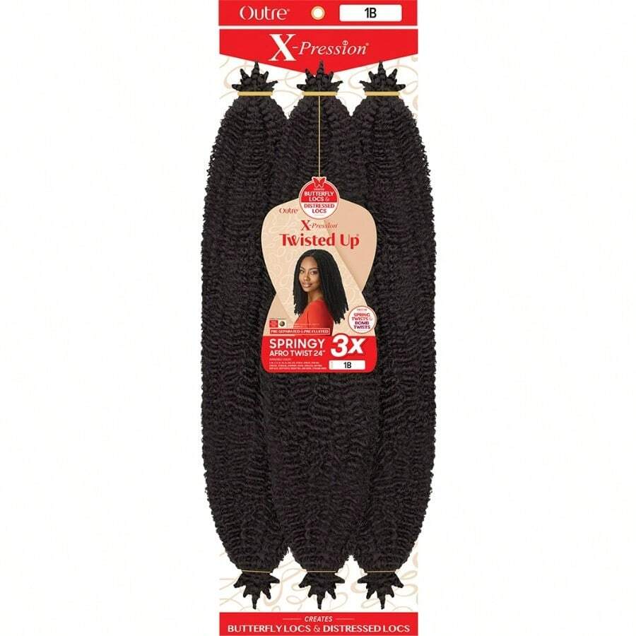 AOutre Crochet Braids XPrion Twisted Up 3X Springy Afro Twist 24" 1pack 1B 4331 - JetBlack - View 1