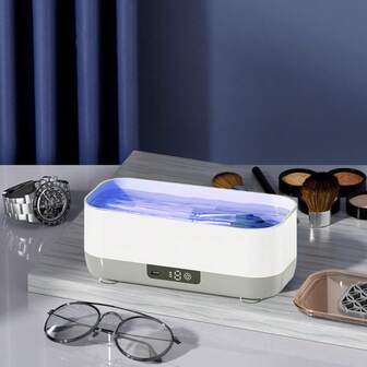 1pc Multi-Function Cleaning Machine, Makeup Brush Cleaner, Glasses Cleaning Box, USB Rechargeable, Small Household Large Capacity Denture & Jewelry Cleaner, Multi-Function Vibrating Cleaning Machine, Battery Capacity: 200mAh