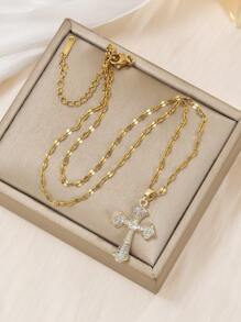 1 件女士奢华铜锆石吊坠项链