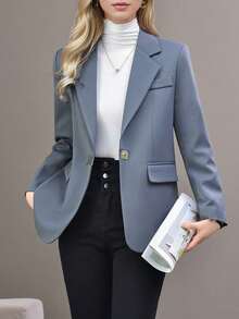 2025春秋女士休闲独特设计灰色西装外套