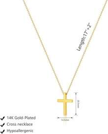 Cross Necklace For Women, Dainty 18K Gold Plated/Sterling Silver Small Cross Pendant Necklace Simple Gold Cross Necklaces For Women  Faith Jewelry Gift2025 - 經典十字金 - 查看 3