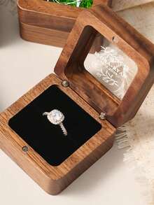 Custom Wooden Wedding Ceremony Ring Box With Clear Acrylic Cover, Personalized Engraved Engagement Proposal Holder, Two-Slot Ring Holder,Multi-Functional,Durable,Ornamental,Reusable,Exquisite,Stylish,High-Quality,Colorful,Modern,Custom,Personalized,Unique,Ideal Gifts For Him,Ideal Gifts For Her,Boyfriend,Dad,Girlfriend,Mom,Family,Friends,Tea Room,Home,Garden,Office,For Anniversaries,For Valentine's Day,For Mother's Day,For Birthdays,For Father's Day,For Graduation,For Weddings,For Housewarming,Customized Wedding Crafts