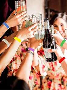 100pcs/Set Neon Wristbands, Waterproof Paper Bracelets For Events Colorful Wrist Party Bands Armbands, Paper Wristbands For Events Party Concerts Music Festivals And Fairs - Multicolor - View 3