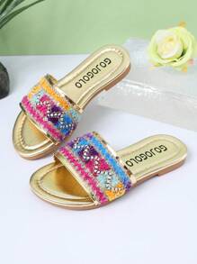 1 Paar modische Mädchen Sommer Strandpantoffeln, einzigartiges Stildesign, Lieblinge der Kinder, geeignet zum Tragen und für Fotoshootings bei verschiedenen Anlässen