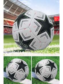 1pc Adult & Youth Standard Size 5 Hand-Stitched PU Soccer Ball, Dirt-Resistant & Durable For Outdoor/Indoor, Beach, Grass, Cement Pitch, White & Multi-Color