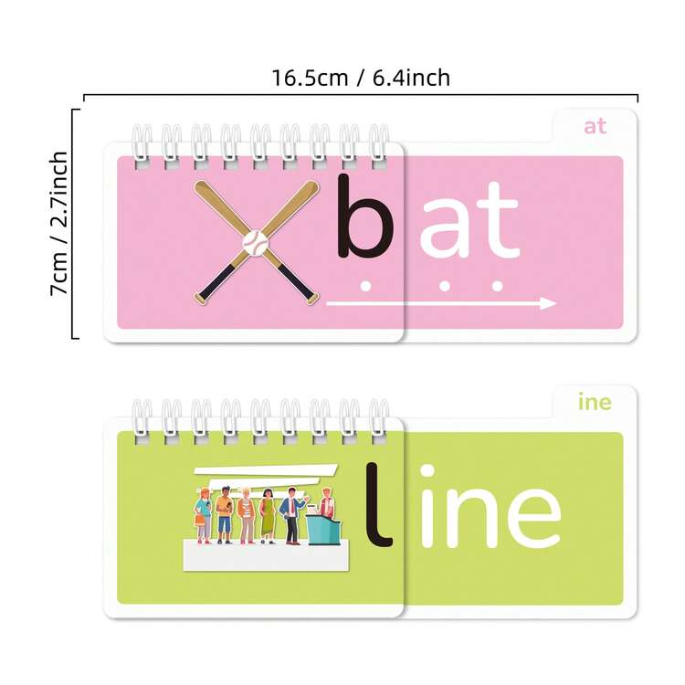 Read And Rhyme Flip Book, Word Family Flash Cards Learn To Read Phonics, Word Building Activity Book Educational Game For Classroom & Homeschool Supplies Must Have - Multicolor - View 3