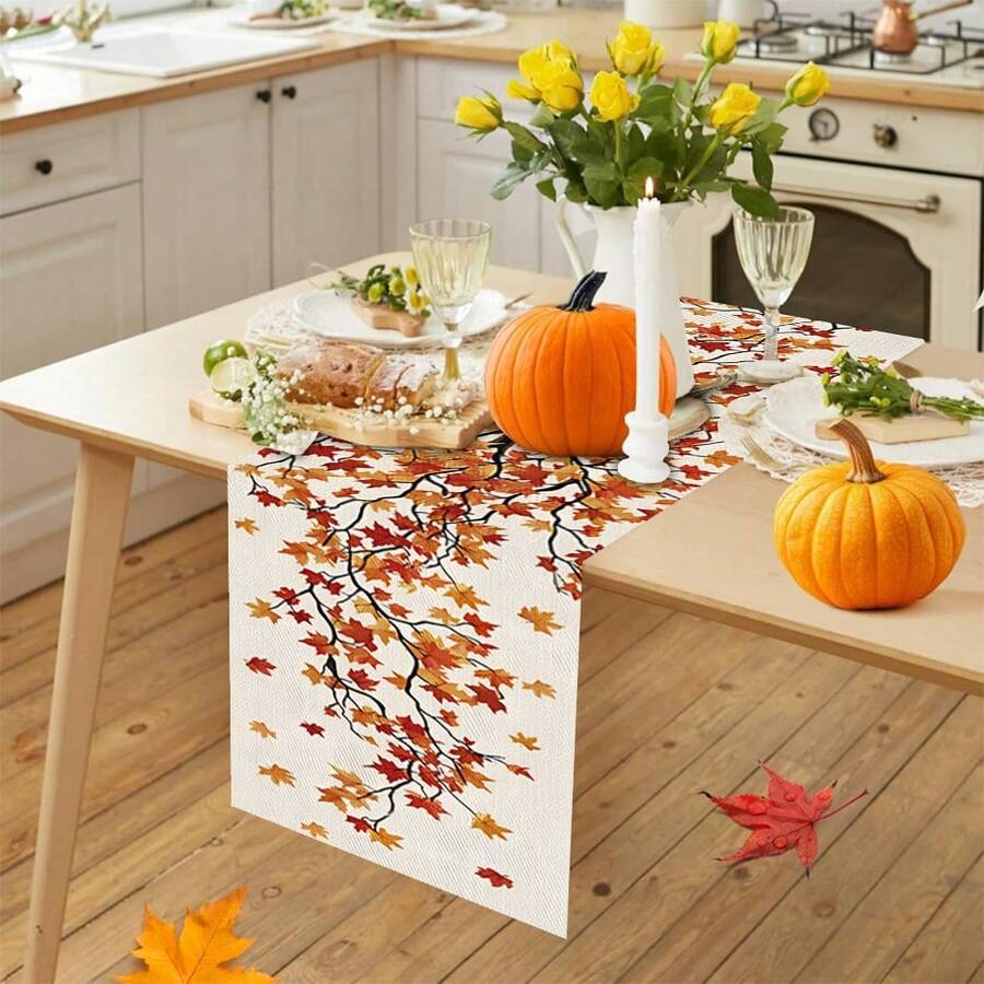 1/25 szt. Jesienny motyw, klony, bieżnik z nadrukiem liści, odpowiedni na imprezy festiwalowe, bankiety urodzinowe, dekoracja kuchni i jadalni, meble i tekstylia domowe. To wielofunkcyjny wystrój domu odpowiedni na wszystkie pory roku, idealny na imprezy i dekoracje festiwalowe, a także doskonały prezent dla rodziców i przyjaciół.